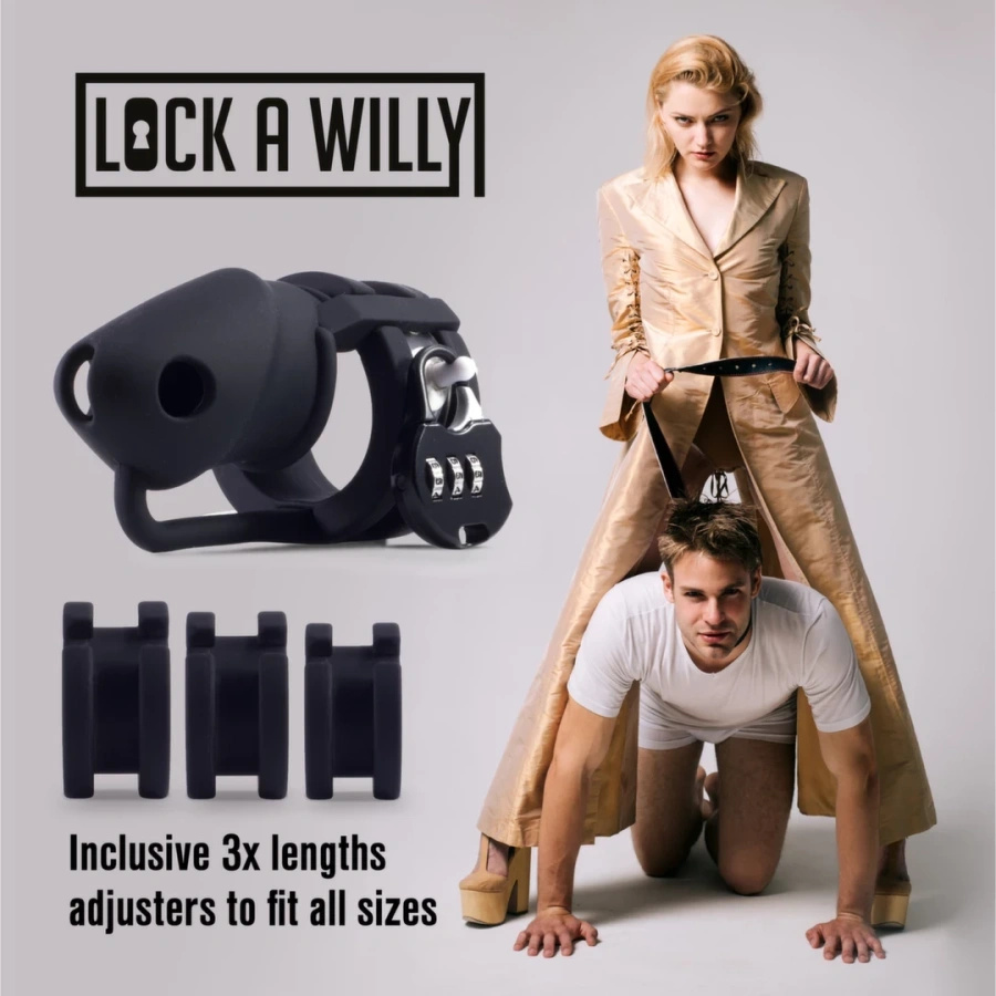 Lock a Willy – męski pas cnoty regulowany, zestaw z kłódką