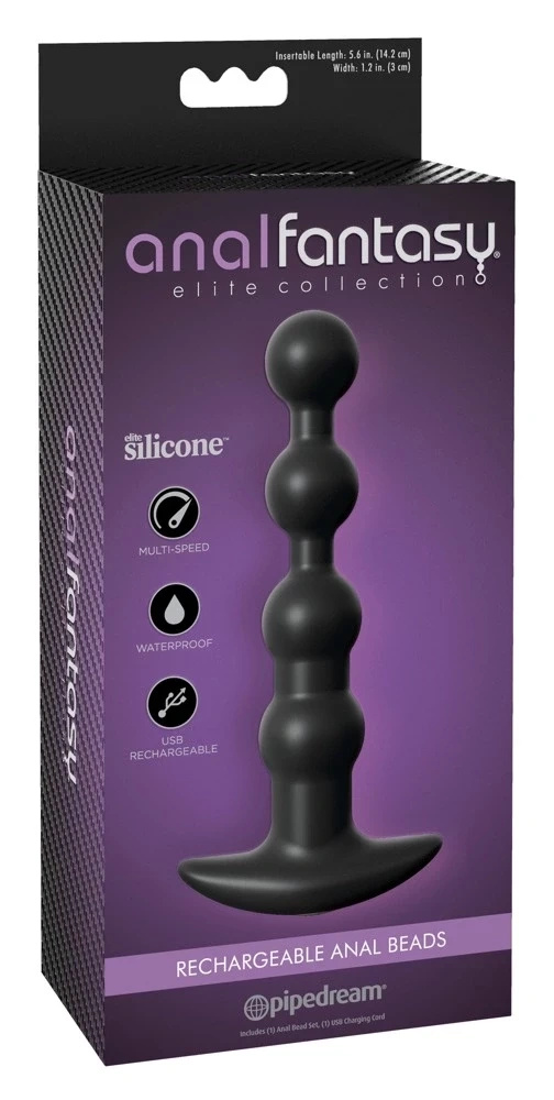 Anal Fantasy Elite kulki analne wibrujące czarne 17 cm